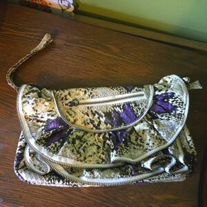 Dollhouse Purple Snakeskin Zipper Accent Bag
